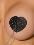 Studded & Chain Draped Leather-Like Heart Pasties - Frederick's of Hollywood
