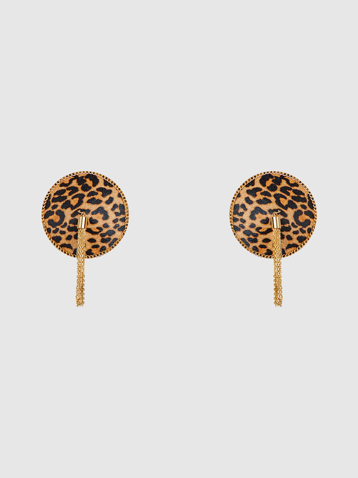 Leopard & Gold Chain Round Tassel Pasties - Frederick's of Hollywood