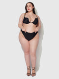 Rising Star Lace Up Back & Chain High Waist Swim Bottom - Black/Gold