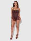 Alanza Mesh Rusched Strapless Swim One Piece - Frederick's of Hollywood