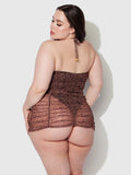 Alanza Mesh Rusched Strapless Swim One Piece - Frederick's of Hollywood