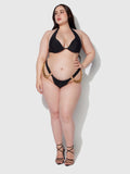 Rising Star Wrap Halter Push Up Swim Top - Black/Gold