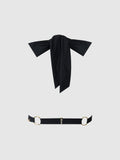 Rising Star Wrap Halter Push Up Swim Top - Black/Gold