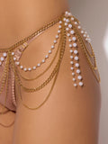 Ziggy Pearl & Chain Draped Garter - Frederick's of Hollywood