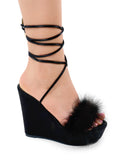 Adriana Feather Wedge - Black