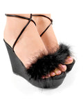 Adriana Feather Wedge - Black