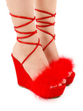 Adriana Feather Wedge - Red