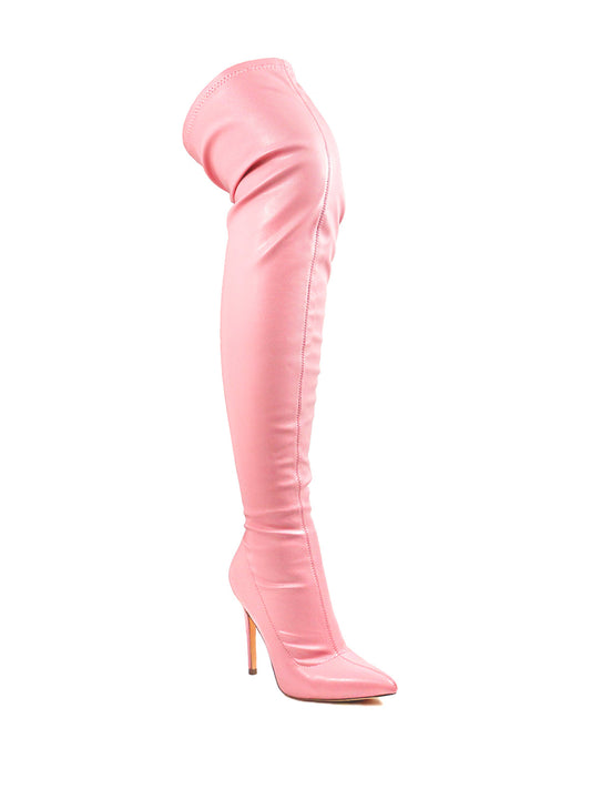 Gisele Stretchy Overknee Heeled Boots - Frederick's of Hollywood