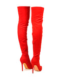 Gisele Stretchy Overknee Heeled Boots - Frederick's of Hollywood