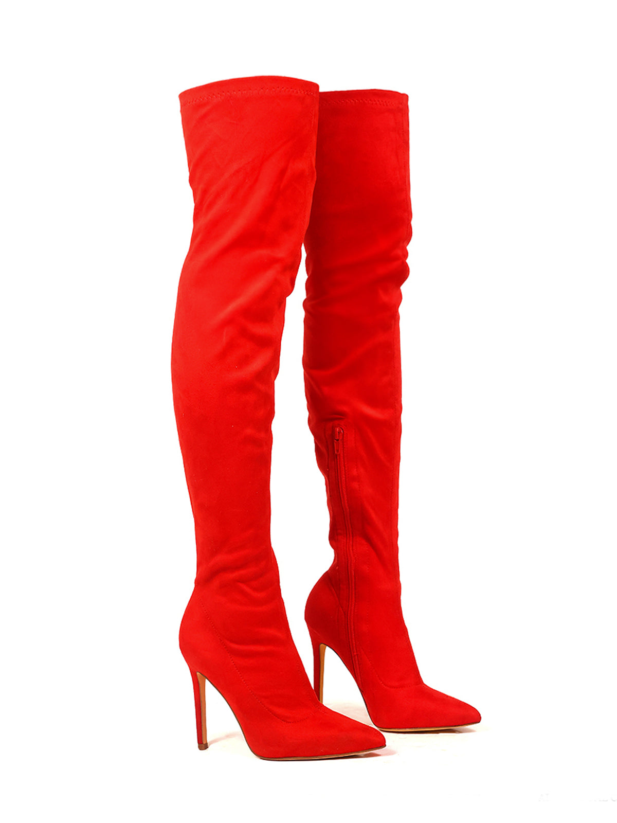 Gisele Stretchy Overknee Heeled Boots - Frederick's of Hollywood