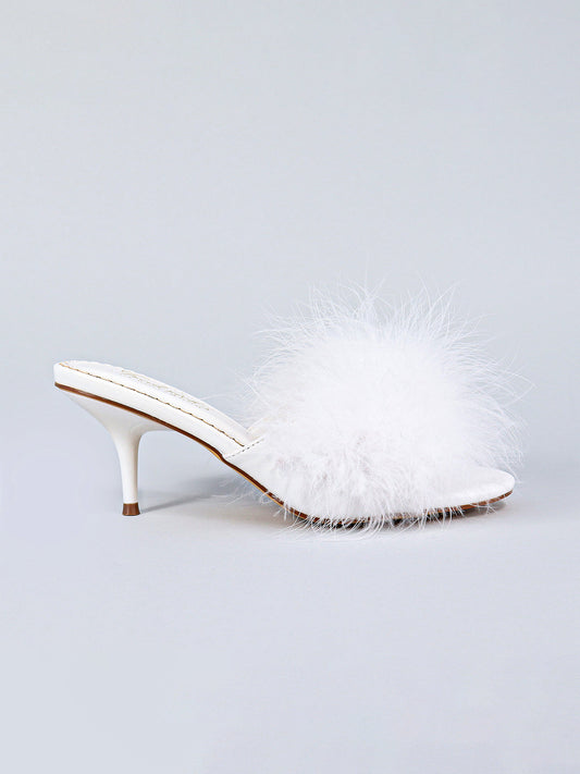 Luxor Feather Mule - White