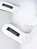 Maxim Feather Flat Sandal - White