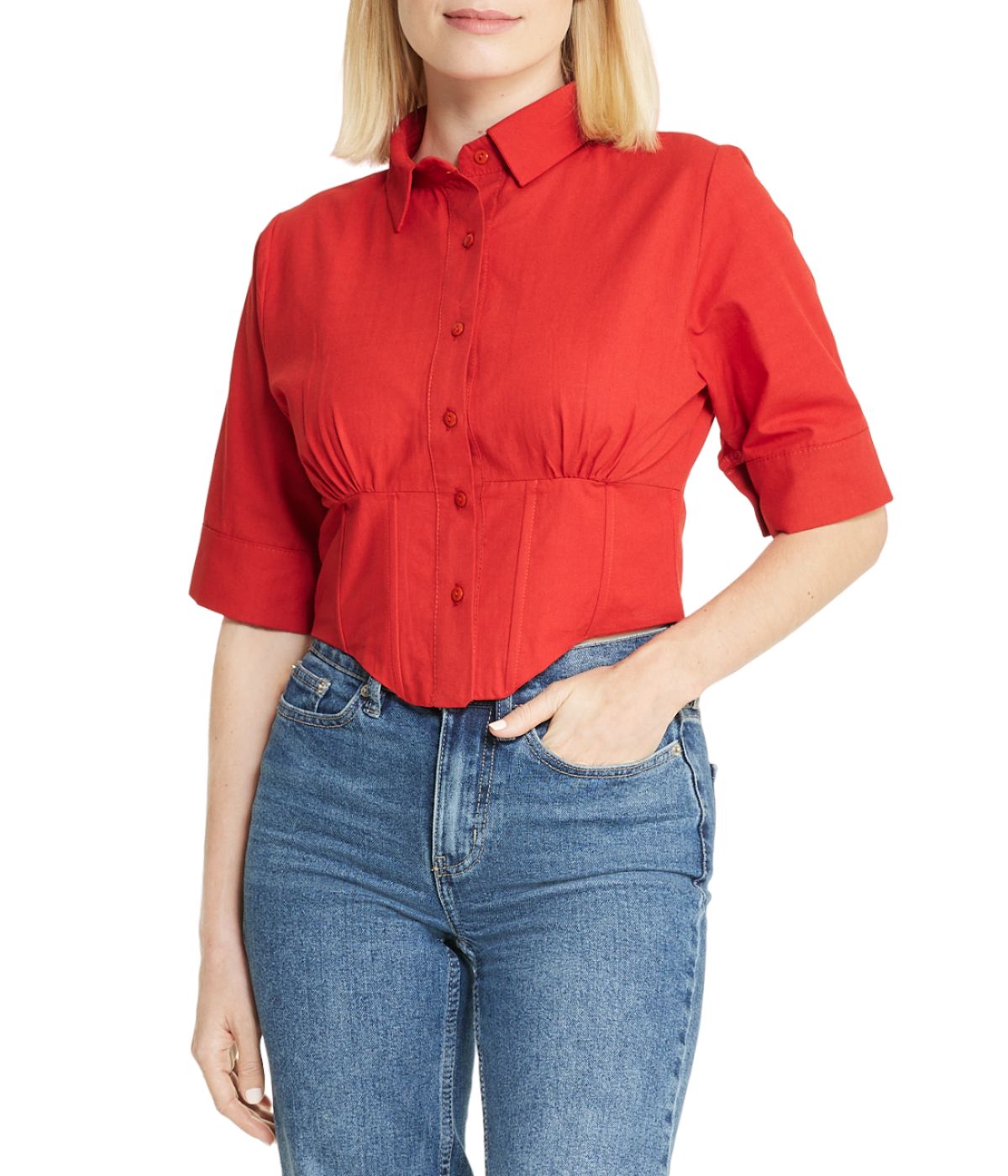 Cropped Corseted Shirt