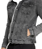 Sherpa Collar Gray Denim Jacket