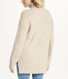 Bejewelled Cable Mock Neck Sweater