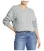  Cropped Boxy Cable Knit Sweater