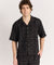 Textured Short Sleeve Button Down Shirt - Black