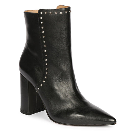 Fia Black Leather Ankle Boots
