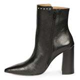 Fia Black Leather Ankle Boots