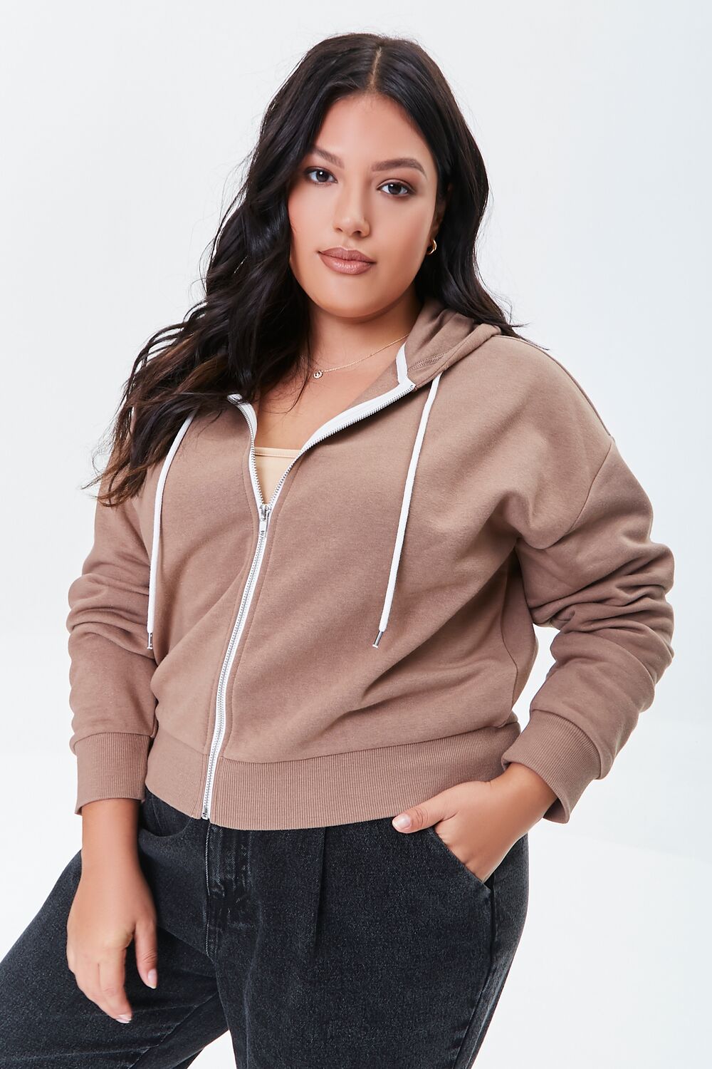 Plus Size French Terry Zip-Up Hoodie