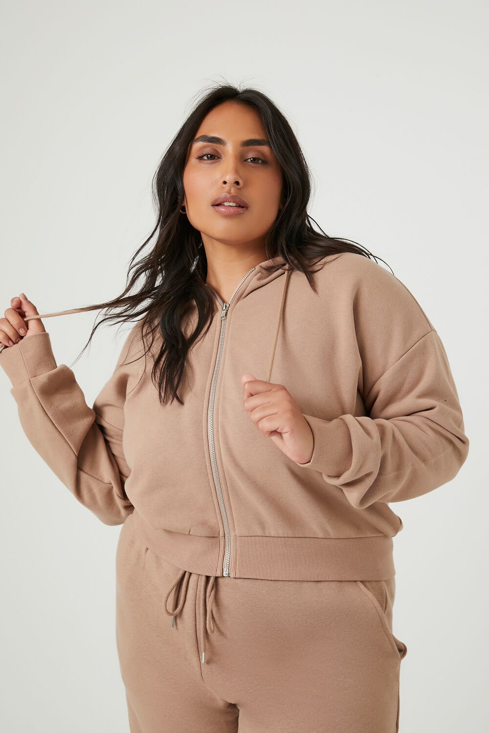 その他 [M size]Salsation Oversize French Terry Plus Size French Terry Zip-Up Hoodie