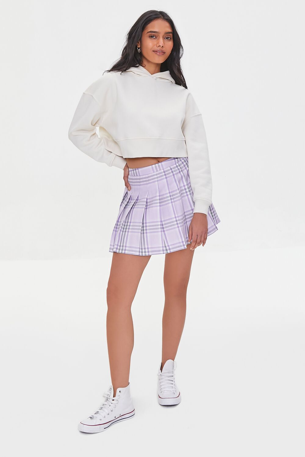 Pleated Plaid Mini Skirt