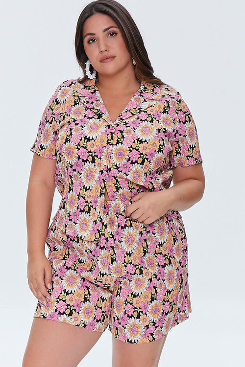 Choose options PLUS SIZE FLORAL PRINT SHORTS