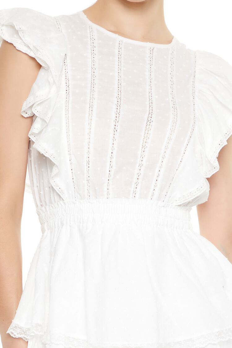 Clip Dot Lace Ruffled Mini Dress PALE BANANA / L Clip Dot Lace Ruffled Mini Dress PALE BANANA / L