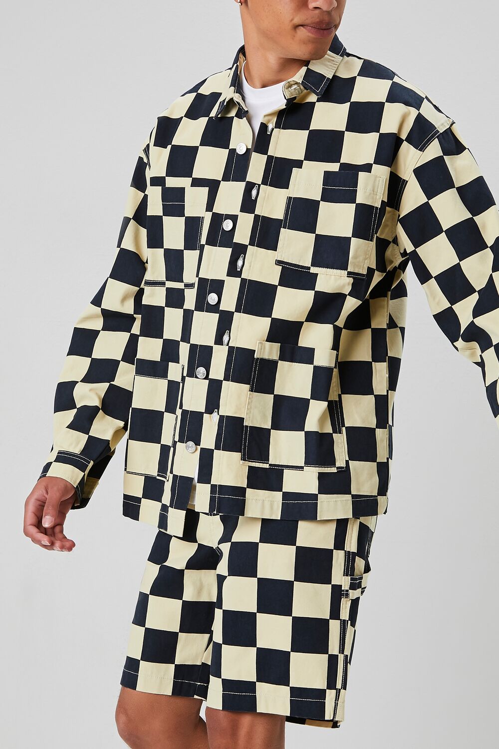 Checkered Button-Front Jacket