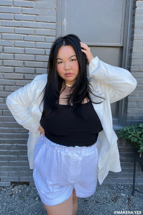 Choose options PLUS SIZE PAPERBAG HIGH-RISE SHORTS