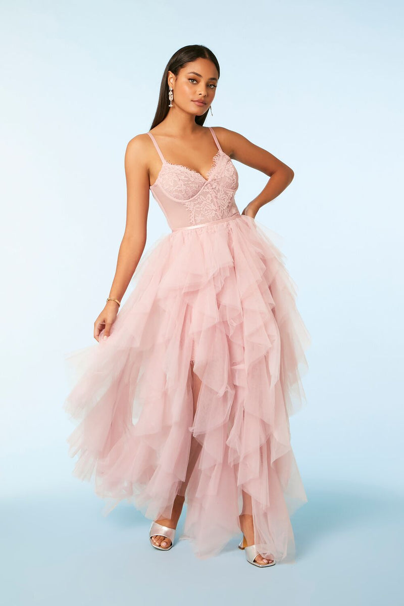 Lace Mini Dress & Tulle Maxi Skirt Set Lace Mini Dress & Tulle Maxi Skirt Set