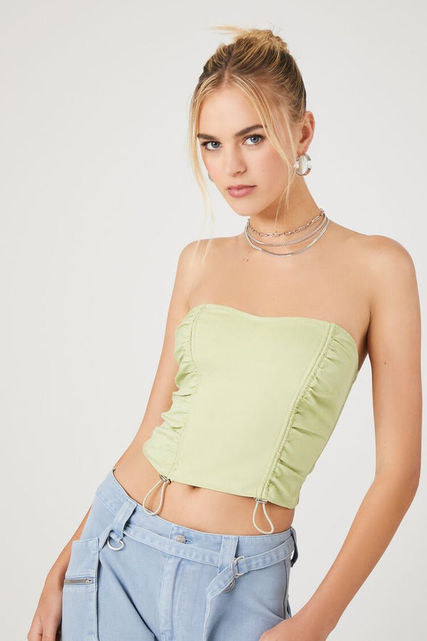 Poll Top With String Toggle Drawstring Tube Top
