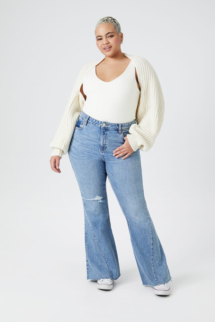Plus Size Cropped Shrug Sweater