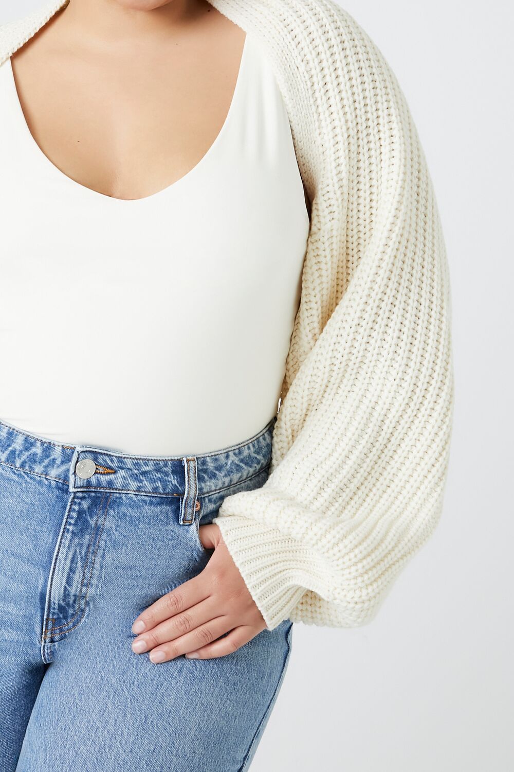 Plus Size Cropped Shrug Sweater
