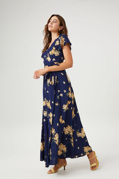 Floral Print Maxi Wrap Dress