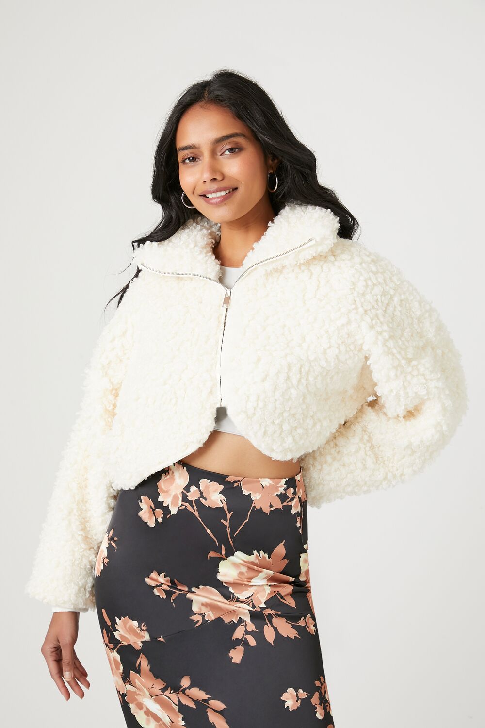 Faux Shearling Cropped Moto Jacket Faux Shearling Cropped Moto Jacket