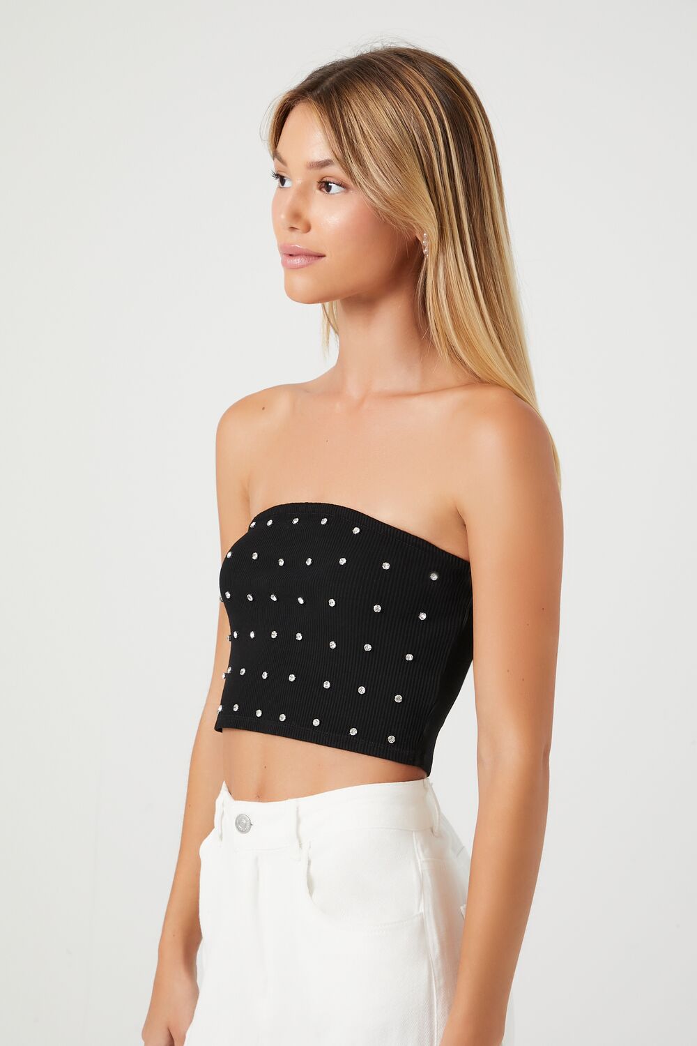 Rhinestone Cropped Tube Top