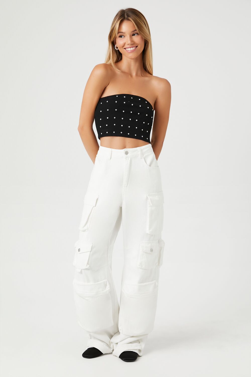 Rhinestone Cropped Tube Top