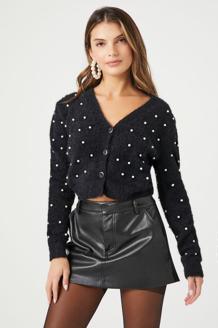 Wdny
 Faux Pearl Button Cardigan
