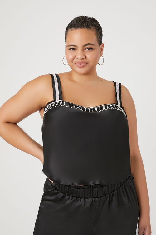 Choose options PLUS SIZE RHINESTONE-TRIM CAMI