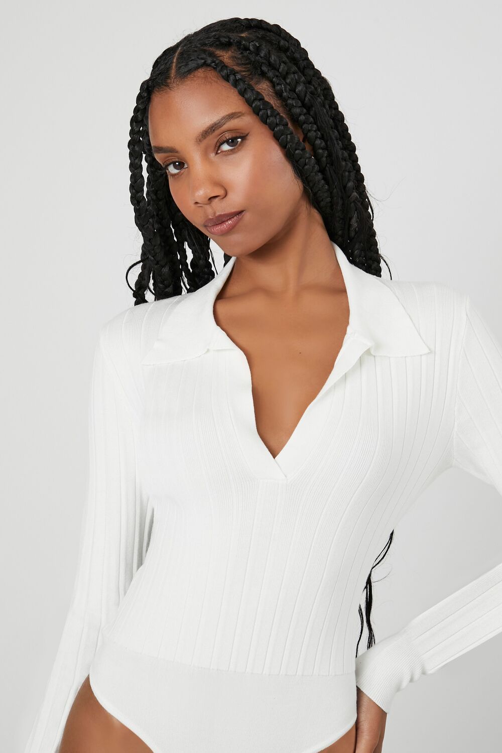 Ribbed Sweater-Knit Bodysuit