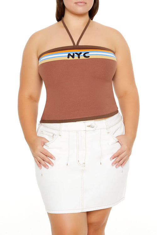 PLUS SIZE NYC HALTER CROP TOP