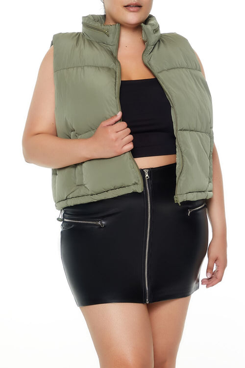 Choose options PLUS SIZE CROPPED PUFFER VEST