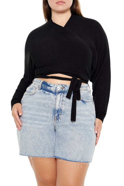 Choose options PLUS SIZE SWEATER-KNIT WRAP TOP