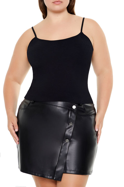 Choose options PLUS SIZE LACE-UP SWEATER-KNIT CAMI