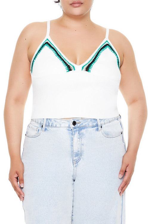 Choose options PLUS SIZE EMBROIDERED SWEATER-KNIT CAMI