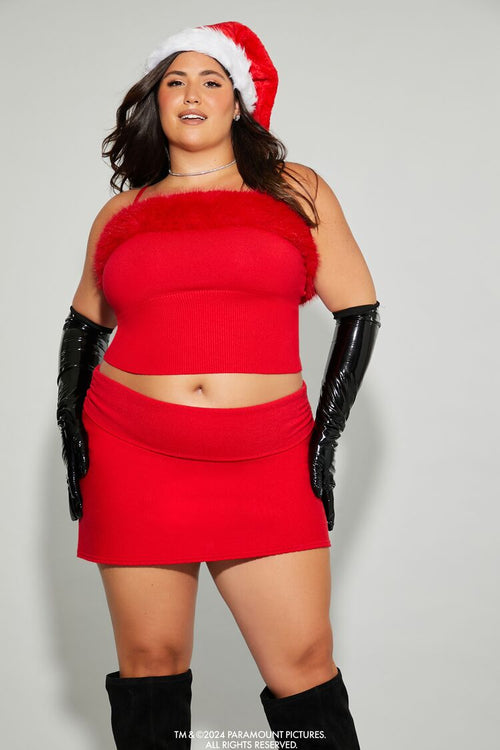 Choose options PLUS SIZE MEAN GIRLS FAUX FUR SWEATER-KNIT CAMI