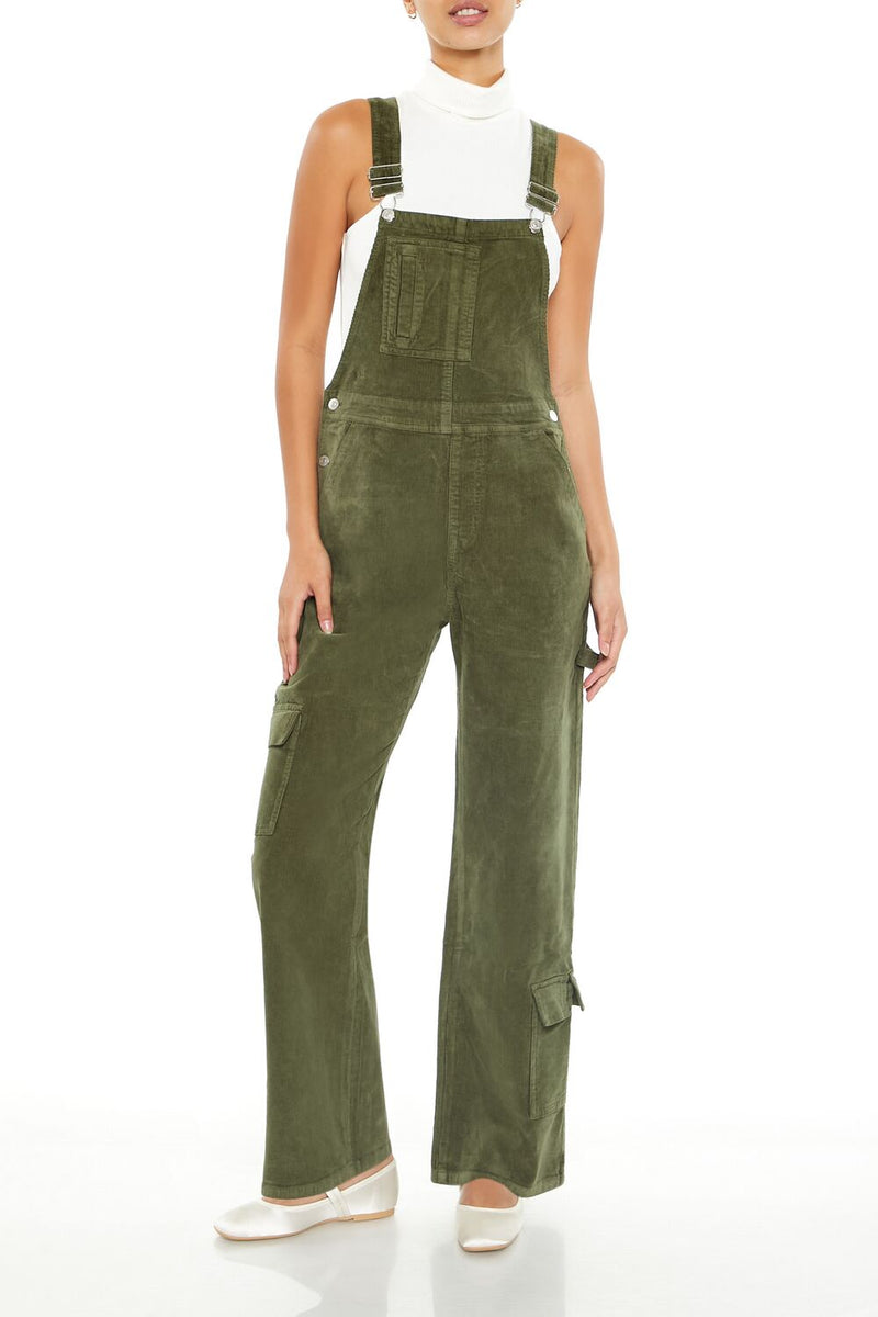 Corduroy Straight Cargo Overalls