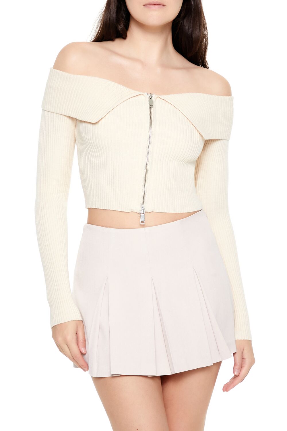Off-the-Shoulder Cropped Sweater