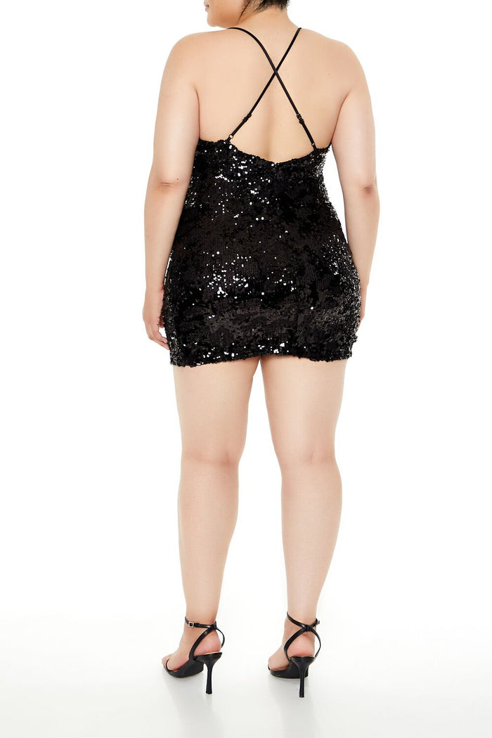 Plus Size Sequin Plaid Mini Dress main image 1